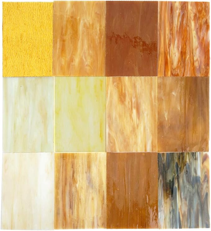 Lanyani（10 Sheets）Amber Variety Stained Glass Sheets 4 x 6 inch Opal Art Glass - Image 2