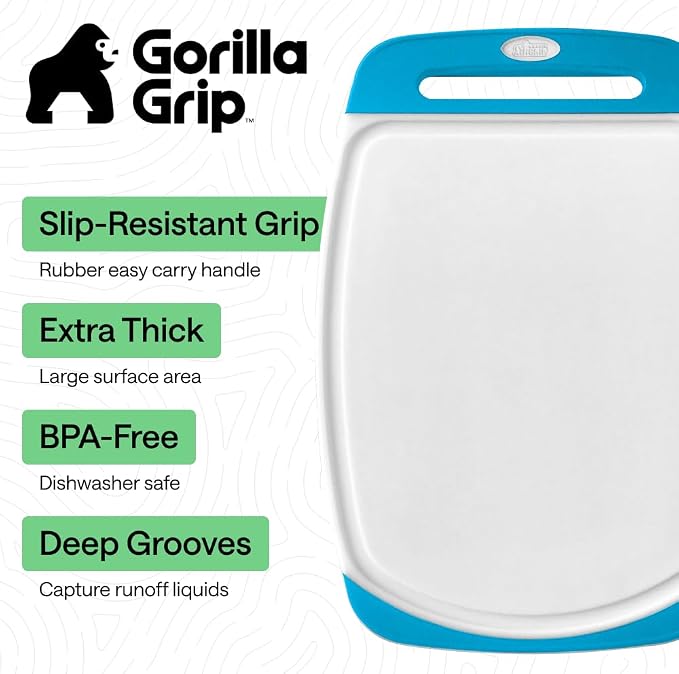 GORILLA GRIP BPA-Free Reversible Kitchen Cutting Board Set of 3, US Designed - Image 2