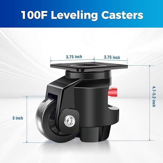 Nefish Leveling Casters Wheels with Ratchet Arm 6600 LBS, Heavy Duty Retractable Caster Wheel, Plate Swivel Workbench Castors, Durable Nylon Wheels & Leveling Feet for Machine, Industrial, Equipment