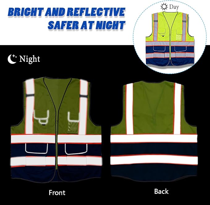 Tydon Guardian Reflective Safety Vest for Women Men High Visibility Security With Pocket Zipper Front Meet ANSI/ISEA Standard