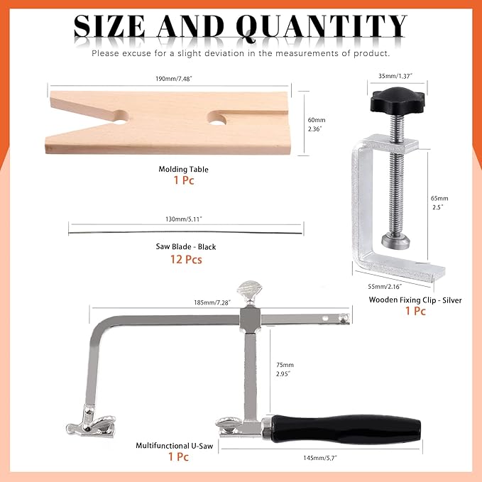 Tanstic 15-Piece Jewelry Saw Frame Kit with Blades, Bench Pin Clamp Set, V-Slot V-Top Bench Pin, Adjustable Cutting Tools for Jewelry Making