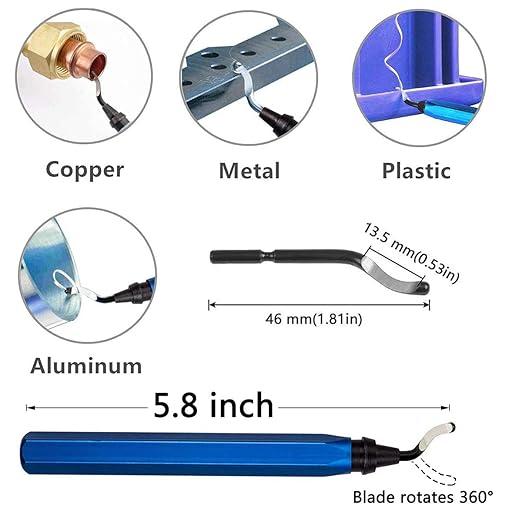 Deburring Tool with 10Pcs HSS Blades - Deburring Tool for Metal, Aluminum, Copper, Plastic Pipe, 3D Printing, Brass