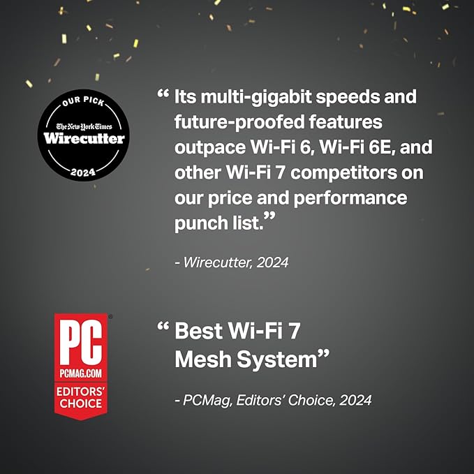 TP-Link Deco BE63 Tri-Band WiFi 7 BE10000 Whole Home Mesh System - 6-Stream 10 Gbps, 4x2.5G Ports Wired Backhaul, 4X Smart Internal Antennas, VPN, MU-MIMO, HomeShield, Free Expert Support (3-Pack)