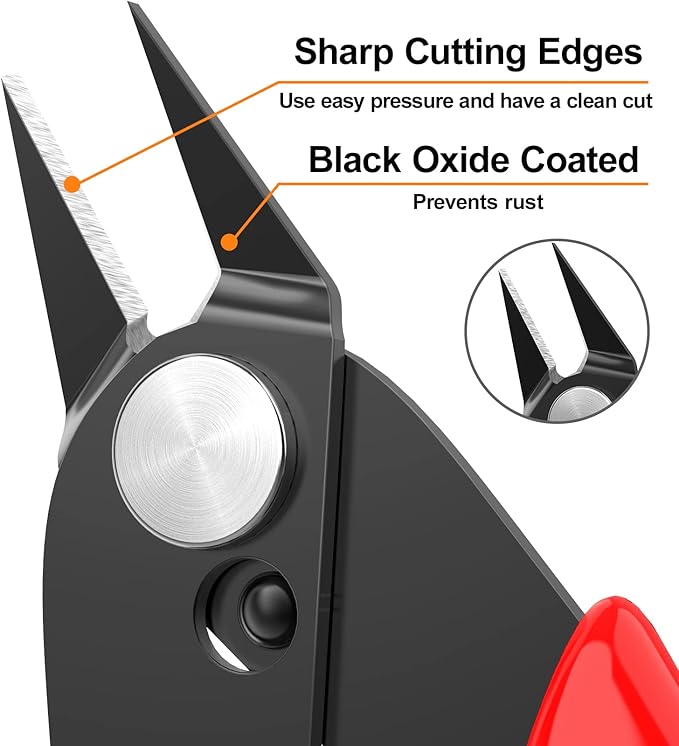 BOENFU Precision Wire Cutters Flush Cutters for 3D Print, Plastic Models, Jewelry Making, Electronics, 5 Inch Small Nippers Sprue Cutter, Red, 2-PCS