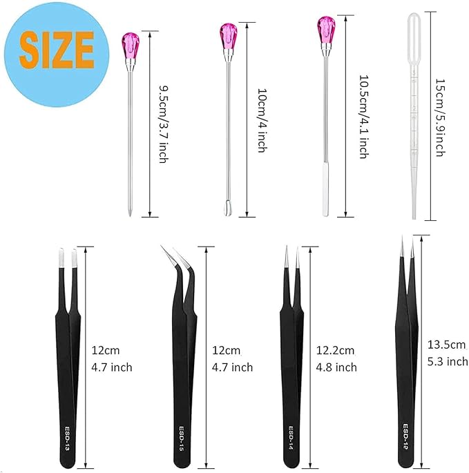 11 Pcs Silicone Resin Mold Tools Set Stirring Needle Spoon Tool Tweezers - Image 2