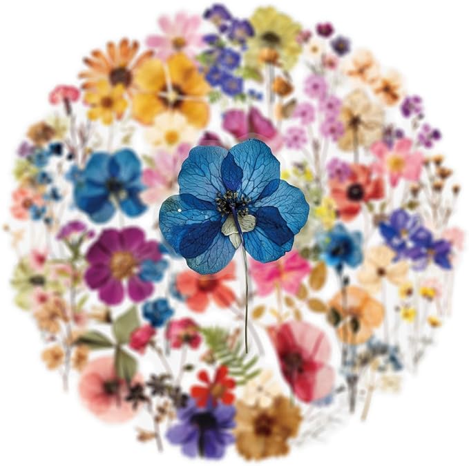50PCS Transparent Flora Scrapbook Stickers, Vintage Aesthetic Flowers Sticker - Image 2