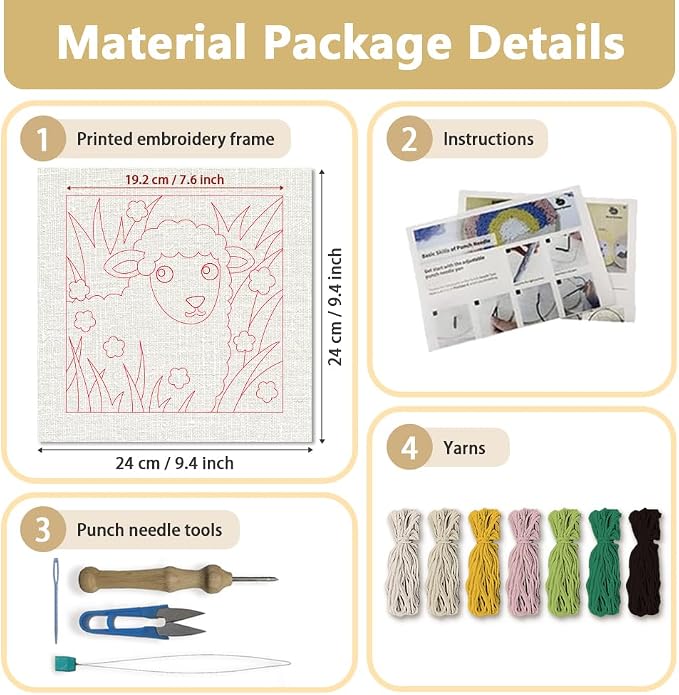 DOODLREAM Lamb Grass DIY Punch Needle Embroidery Kit - Image 2