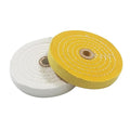 6 Inch Extra Thick Cotton Buffing Wheel,70 Ply White Buffing Wheel and 55 Ply Yellow Polishing Wheel with 5/8 Inch Arbor Hole for Bench Grinder/Die Grinder(Pack of 2)