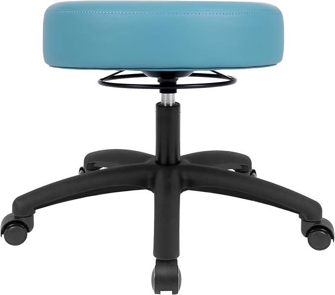 Chair Master 17" Round Vinyl Fabric Stool, Table Height, 360 deg Level Activation, Heavy Duty, Lab, Medical, Garage, Home, Spa, Cleanroom (Self Braking, Aqua)
