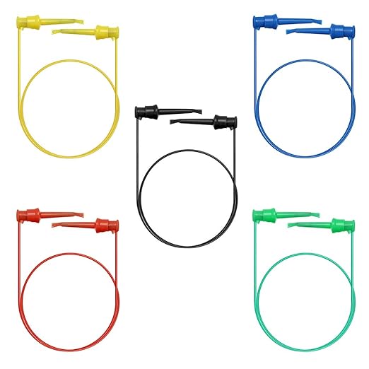 Sumnacon 5 Pcs Multimeter Electrical Test Dual Lead Test Hook Clips - 5 Colors Silicone to Flexible Test Cables for Electronic, Component, Testing Connecting