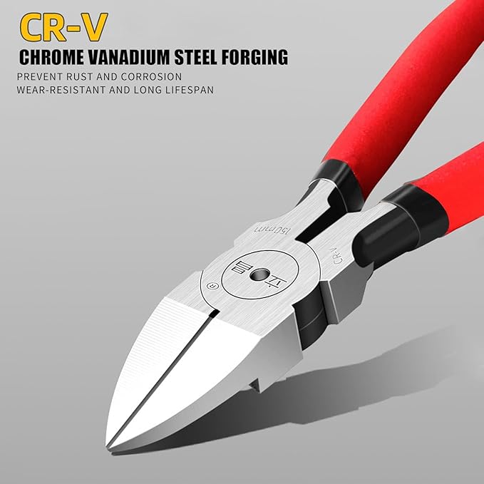 2 Pack Wire Cutters,6.5 Inch Flush Cutters,Wire Cutters heavy Duty,Spring Loaded Cutting Pliers,Side Cutters (Red&Grey)