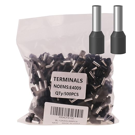 500pcs AWG12/3.5 mm² Wire Ferrules Terminals Kit Black, Terminal Connector Wire Insulated Cord Pin Ends Terminals for Electric, Industrial, Chemical Industry, Power Control System, etc.