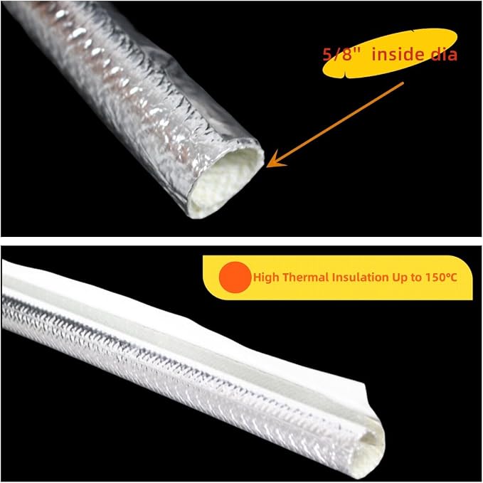 16mm - 5/8" Self Adhesive Aluminum Heat Resistant Sleeve Thermal Shield High - Image 4