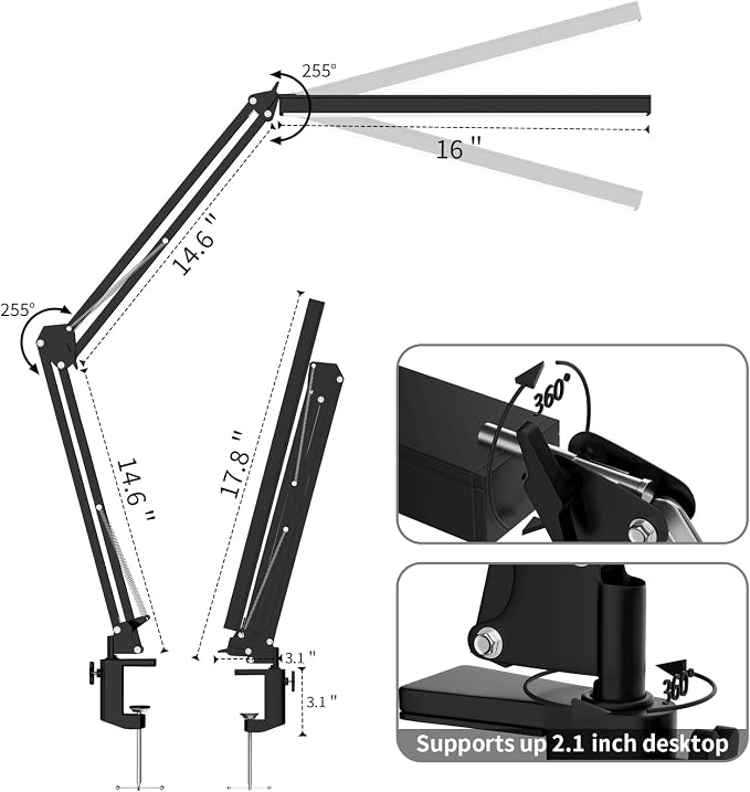 LED Desk Lamp, Manicure Table Lamp, Eye-Caring Drafting Light, Dimmable Office - Image 2