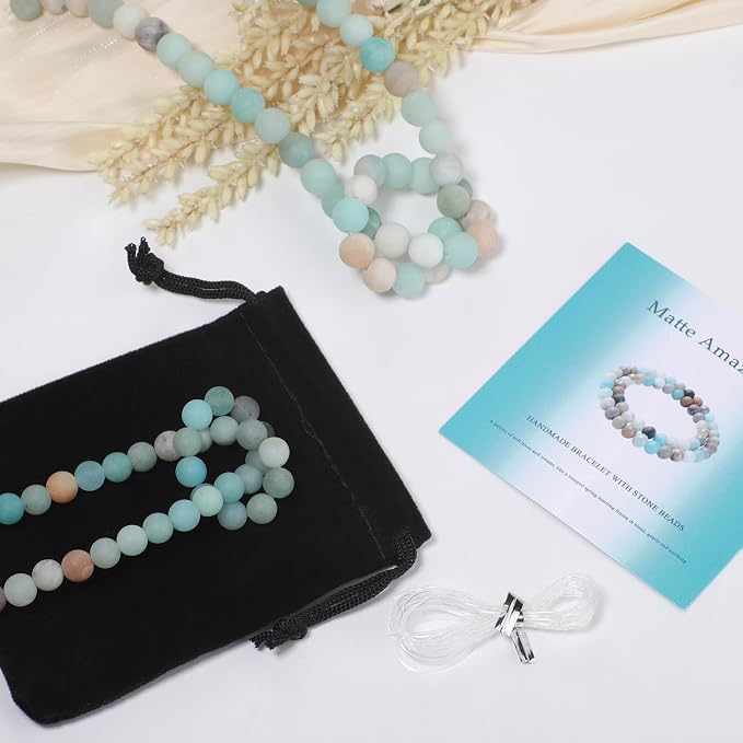 8mm Matte Amazonite Beads, 15-Inch Matte Round Loose Stone Beads - Image 2