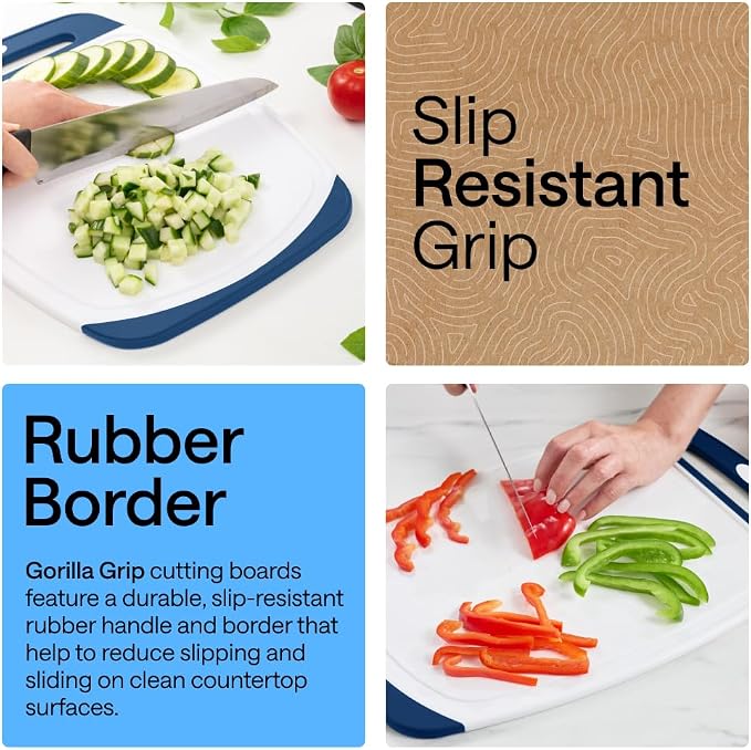 GORILLA GRIP BPA-Free Reversible Kitchen Cutting Board Set of 3, US Designed - Image 3