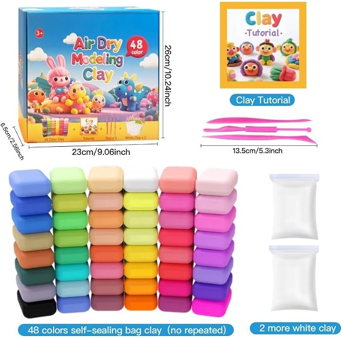 48 Colors Air Dry Modeling Clay - Image 2