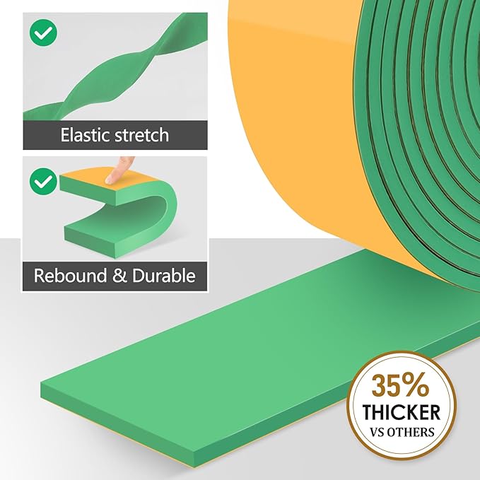 Pipe Insulation Tape, Outdoor Water Pipe Insulation Wrap, Foam Insulation Tape for Outdoor Pipes Winter Freeze Protection, Heat Tape for Water Pipes, Copper Pipes, PVC, AC Line, 3in x 15ft, Green