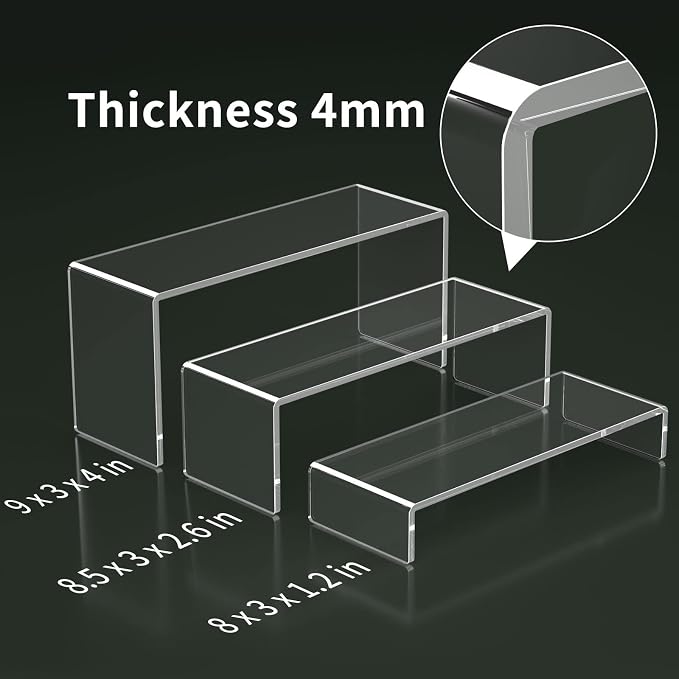 HIIMIEI Acrylic Display Riser, 3 Step 9" Large Acrylic Risers, Tiered Display - Image 3