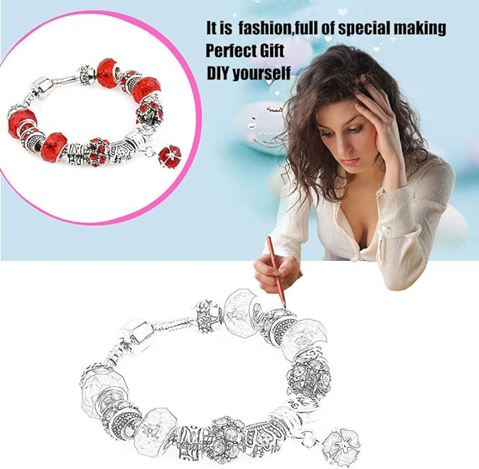 50pcs Assorted Red Resin Imitation Glass European Large Hole Beads Rhinestone - Image 2