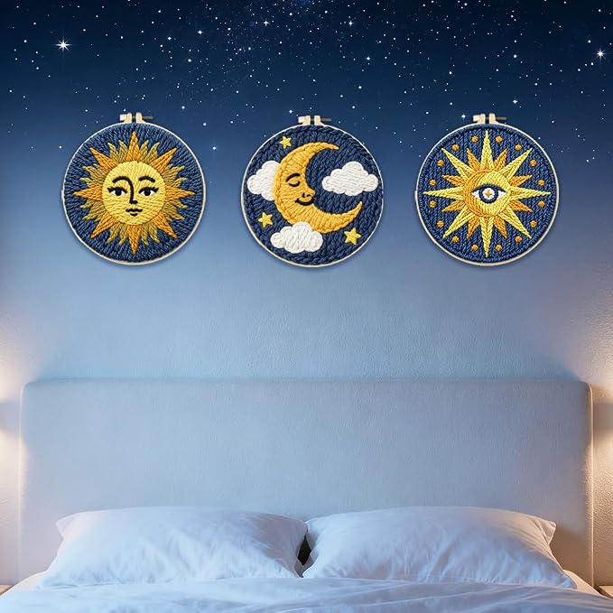 INFUNLY 3 Set Sun Moon Punch Needle Kits - Image 5