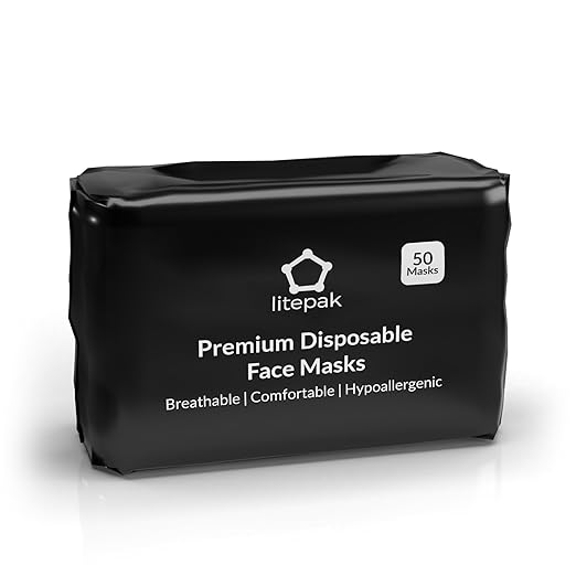 2,000pcs Disposable Face Masks- 3 Ply Breathable Mask For Adults - Black (40 Packs of 50)