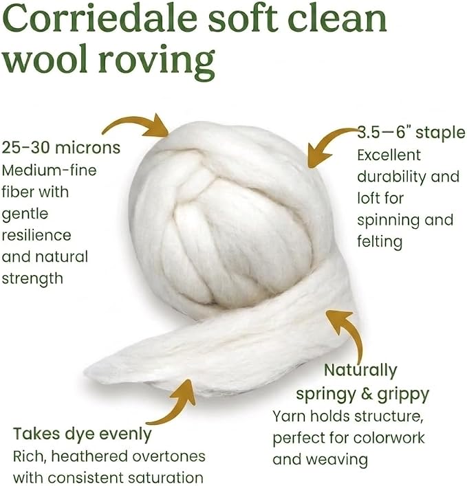 Natural Wool roving, 8 OZ. Best - Image 2