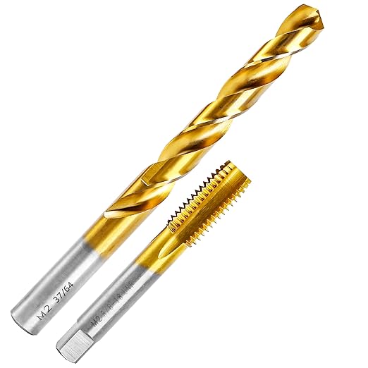 5/8"-18 UNF Tap and 37/64" Drill Bit Kit, M2 HSS Drill and Tap Set, Combination of Drill and Tap Kit for Metal