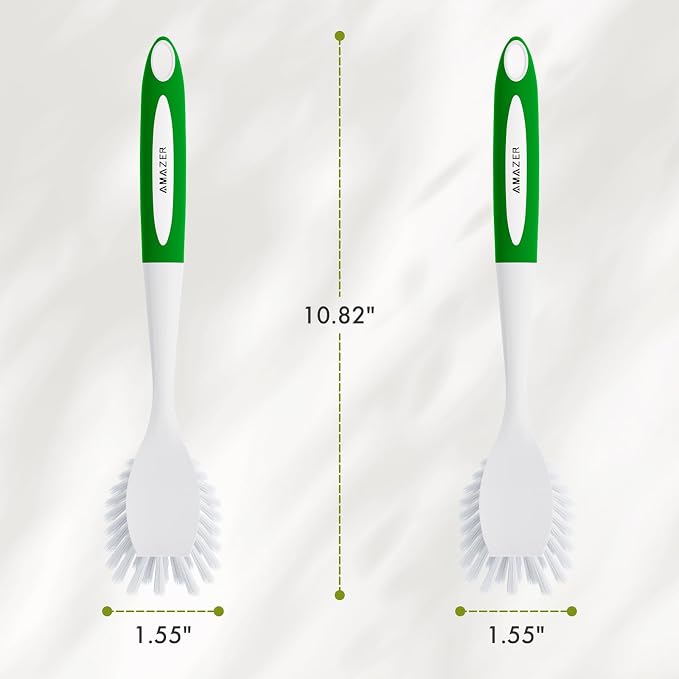 Amazer Dish Brush with Handle, 2 Pack Kitchen Scrub Brushes with Built-in - Image 4