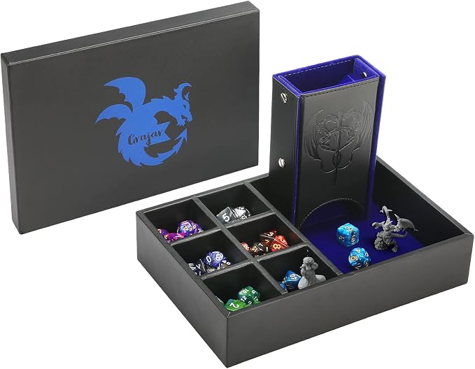 Grajar 3 in 1 Dice Tray with Lid, Portable Dice Box Storage by Grajar