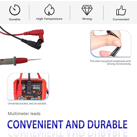 Digital Multimeter Test Leads, Professional Grade Test Probes with Silicone Cables, Red and Black