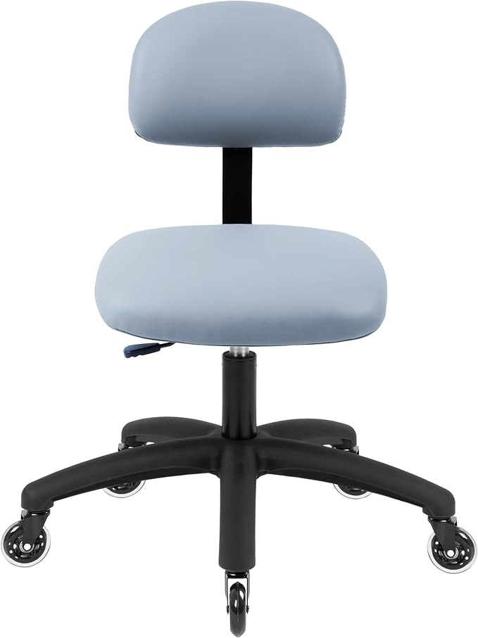 Chair Master FSS Series Square seat Low (18"-23") seat Height Chair. Vinyl-for Office, Garage, Desk, Shop, Computer, Doctor, Medical, Easy to Clean! NO Footring (Gray, Low, Rubber Roller Casters)