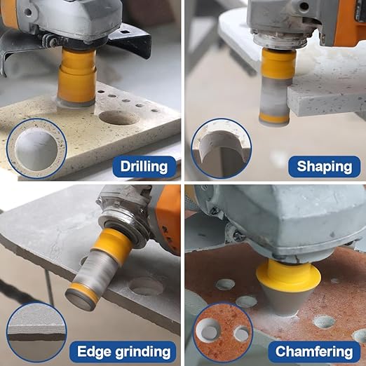 HIGHDRIL Diamond Drill Bits Kit - 25/35/50/75mm/20mm Finger Bit+50mm Chamfer Bit +SDS Adapter with 5/8-11 Thread for Porcelain Ceramic Tile Granite Marble Brick