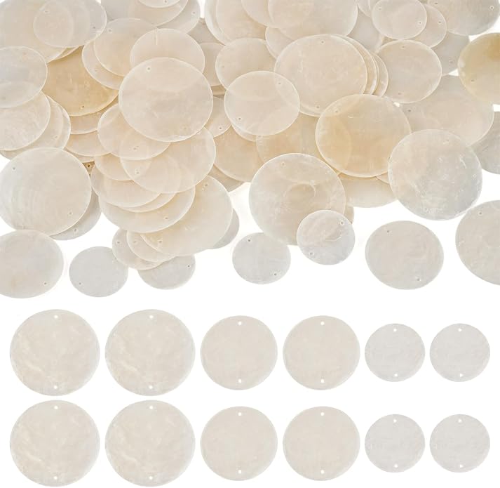 Shell Connector Charms Natural Capiz Shell Slice by Magibeads