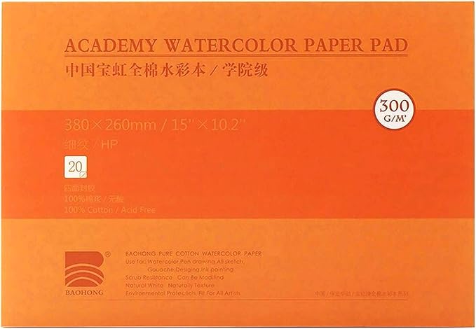 MEEDEN 15X10.2" Watercolor Paper Block, 20 Sheets, Smooth Surface 100% Cotton by MEEDEN