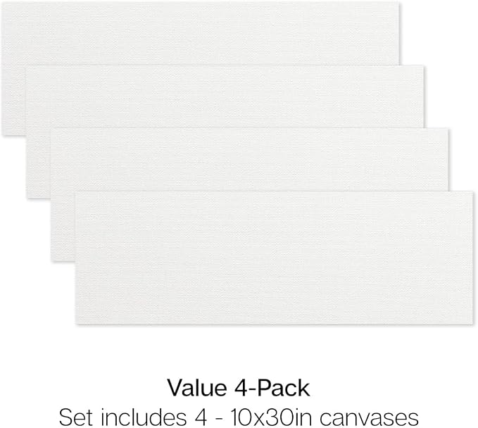 KINGART Stretched White Canvas Set – Panoramic Rectangle, 10x30 Inch, Triple - Image 5