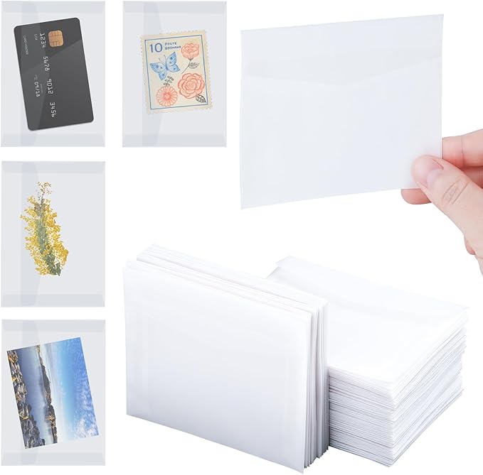 50 PCS Glassine Envelopes 4.5 × 3.2" Translucent Envelope Small Clear Envelope by Unknown