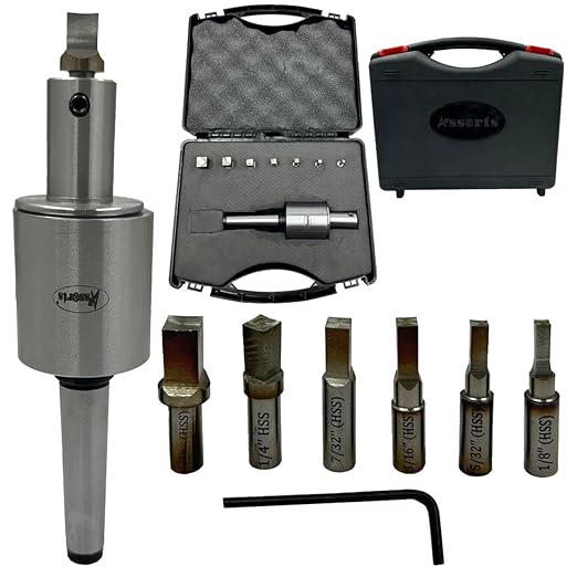 ASSORTS Precision Rotary Broach with MT-2 Shank (M-10/1.5” Drawbar Thread) and H.S.S Square Punch 7 Pcs– Ideal for CNC, Lathe, Milling & Drilling Machines