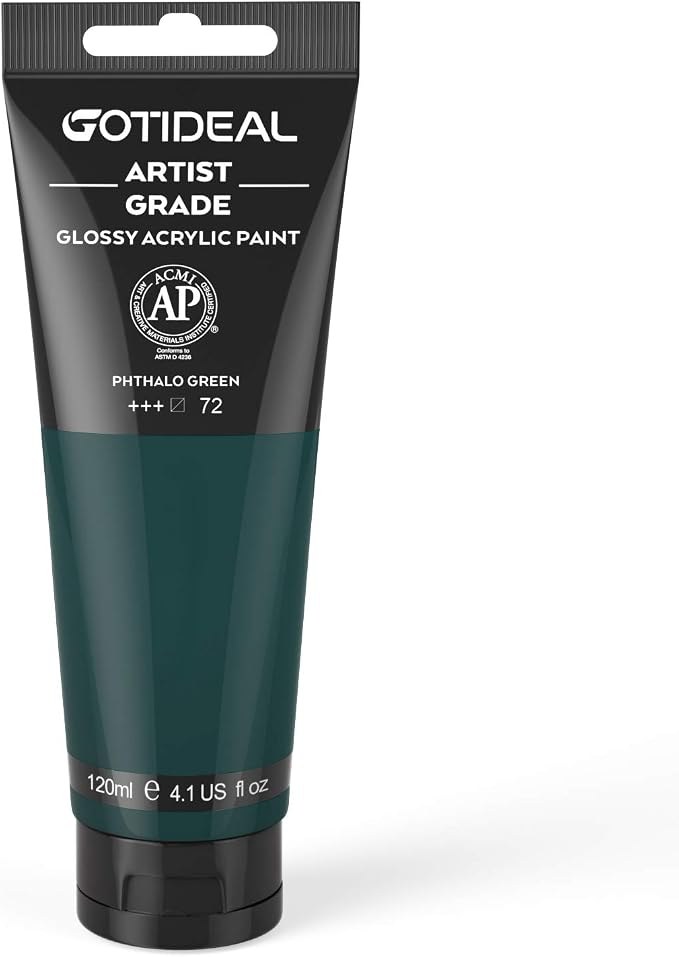 GOTIDEAL Acrylic Paint Phthalo Green Tubes Non Toxic Non Fading, Rich Pigments by GOTIDEAL