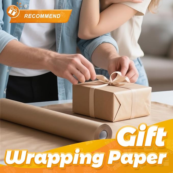 PerkHomy Brown Kraft Paper Roll 17.5" x 600" - Image 4