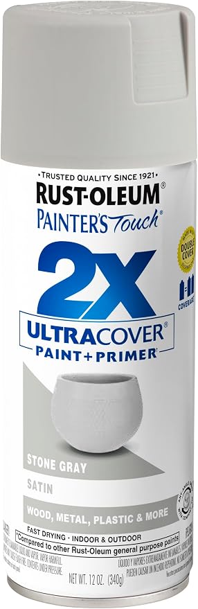 Rust-Oleum Painter's Touch 2X Ultra Cover Spray Paint, Satin Stone Gray | by Rust-Oleum
