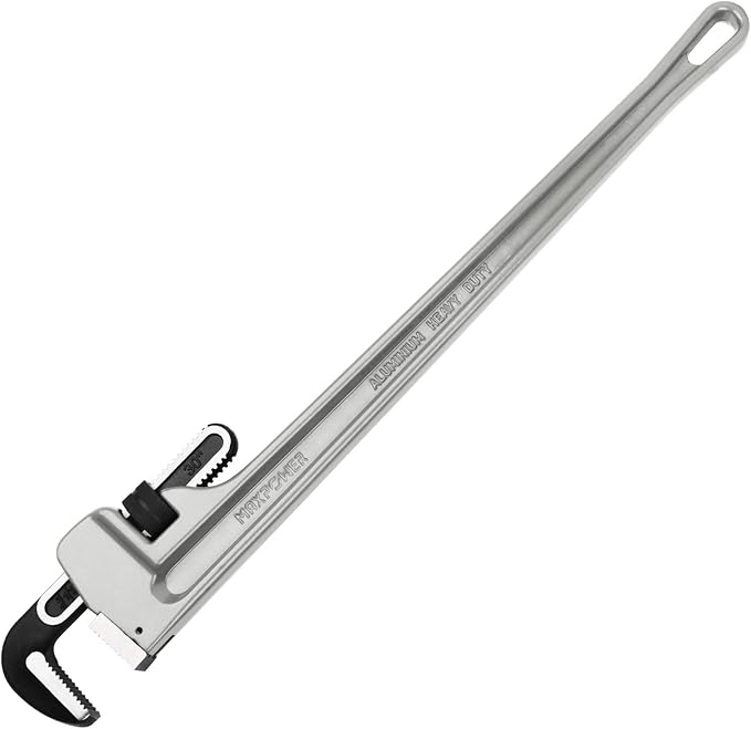 MAXPOWER 30-inch Pipe Wrench, Aluminum Straight Plumbing Wrench Heavy Duty Adjustable Pipe Wrench