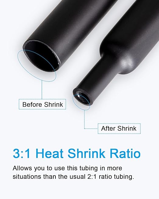 MILAPEAK 270 PCS Heat Shrink Tubing Kit - 3:1 Ratio Adhesive Lined, Marine Grade Shrink Wrap - Automotive Industrial Heat-Shrink Tubing - Black, Red