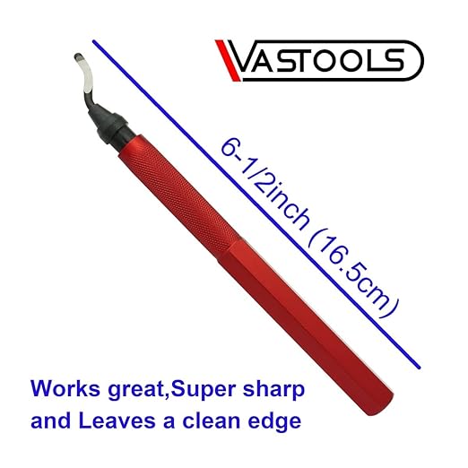 Deburring Tool Kit Metal Handle Chamfer Tool 6.5Inch for Aluminum Steel Plastic Tube Hole 3D Printed Plastic Edges with Extra 10 HSS Blades Red Handle…