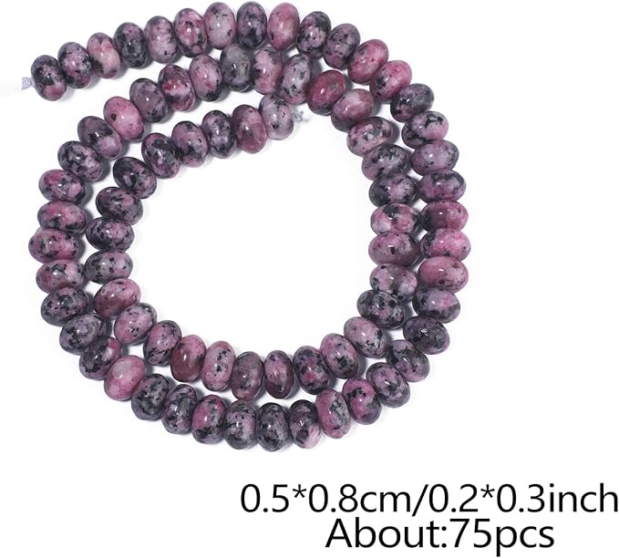 Songxi 5x8mm Natural Red Sesame Jasper Stone Rondelle Beads, Gemstone - Image 2