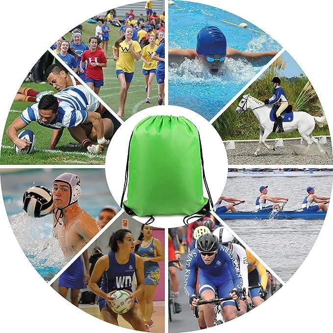 BeeGreen 20 Pieces Green String Bags Bulk Lightweight Durable Drawstring Gym - Image 6
