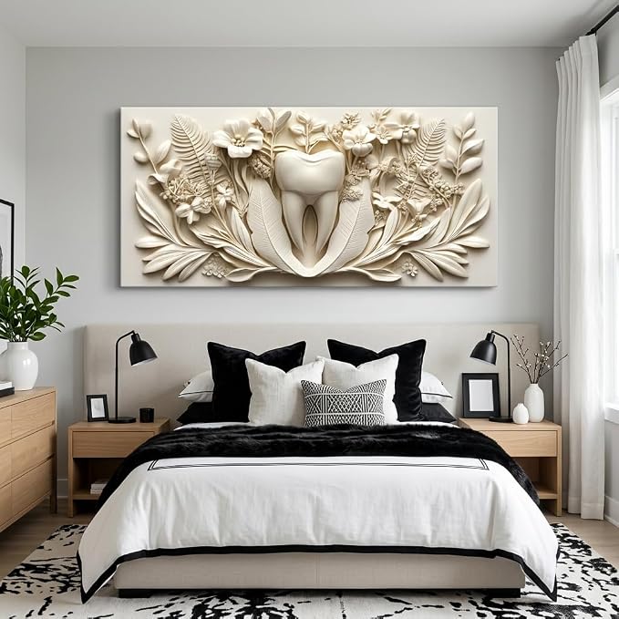ZESTRILIA Dental Tooth Floral Relief Wall Art, Medical Nature Abstract Canvas - Image 4