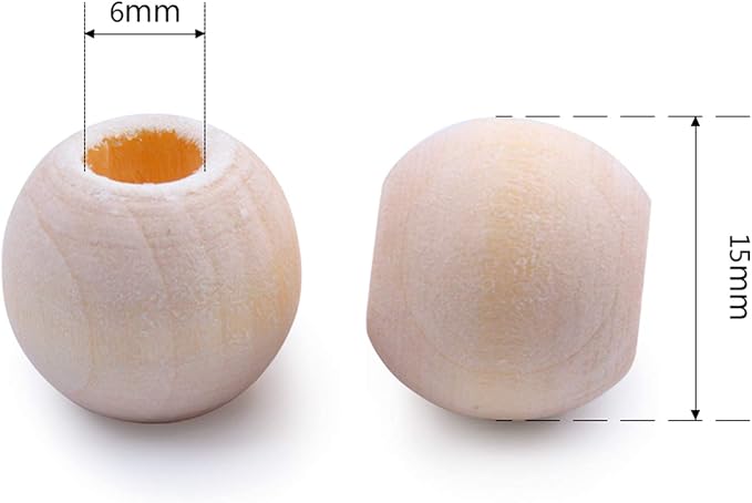 Jdesun 100 Pieces Wooden Beads, Natural Round Wood Loose Beads Wood Spacer 15mm - Image 3