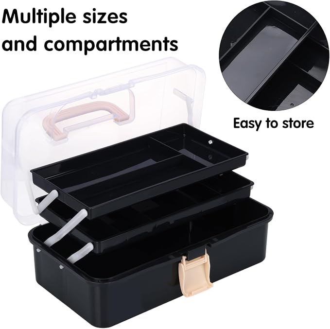 Craft Organizers, Tackle Box 3-Layer Portable Folding Toolbox, Plastic Tool Box - Image 4
