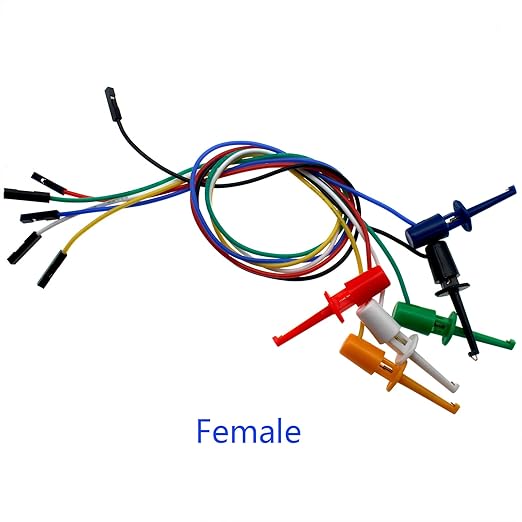 12 PCS Test Hook Clips to Breadboard Male or Female Jumper Wires Soft Flexible Silicone Test Leads for Electrical Testing